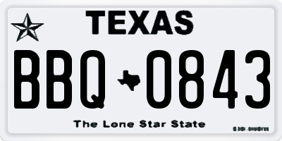TX license plate BBQ0843