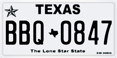 TX license plate BBQ0847