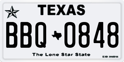 TX license plate BBQ0848
