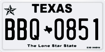 TX license plate BBQ0851
