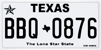 TX license plate BBQ0876