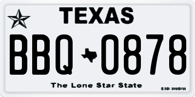 TX license plate BBQ0878