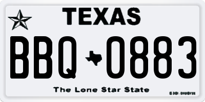 TX license plate BBQ0883