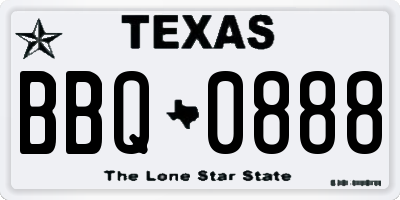 TX license plate BBQ0888