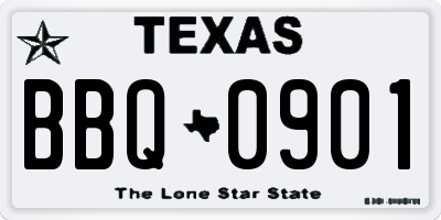 TX license plate BBQ0901