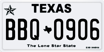 TX license plate BBQ0906