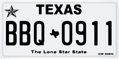 TX license plate BBQ0911