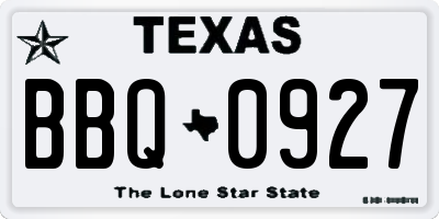 TX license plate BBQ0927