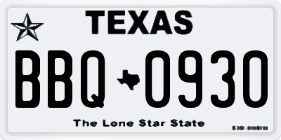 TX license plate BBQ0930