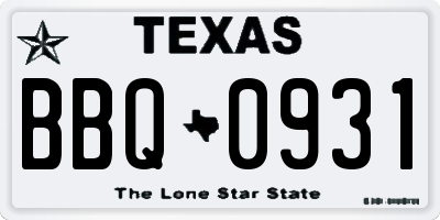 TX license plate BBQ0931