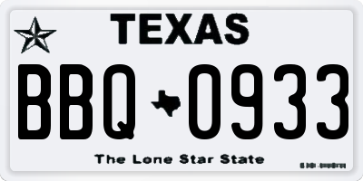 TX license plate BBQ0933