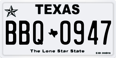 TX license plate BBQ0947