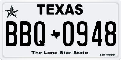 TX license plate BBQ0948