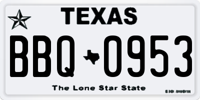 TX license plate BBQ0953