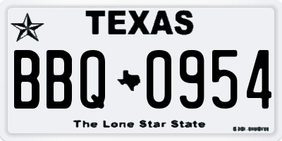 TX license plate BBQ0954