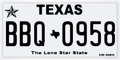 TX license plate BBQ0958