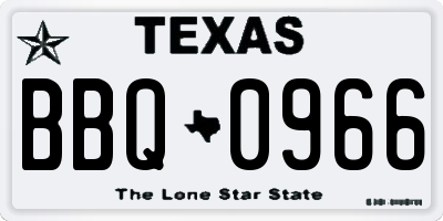 TX license plate BBQ0966