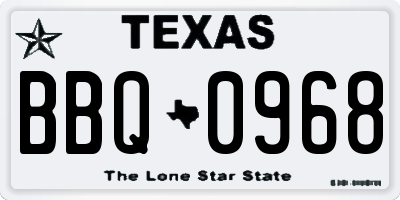 TX license plate BBQ0968