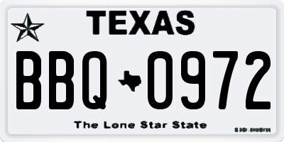 TX license plate BBQ0972