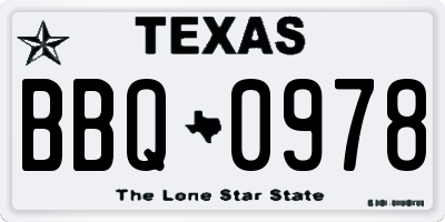 TX license plate BBQ0978