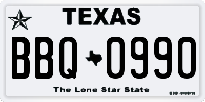 TX license plate BBQ0990