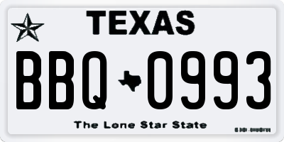 TX license plate BBQ0993