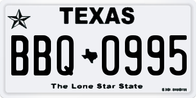 TX license plate BBQ0995