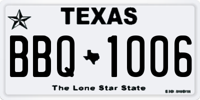 TX license plate BBQ1006