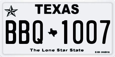 TX license plate BBQ1007
