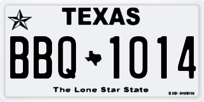 TX license plate BBQ1014