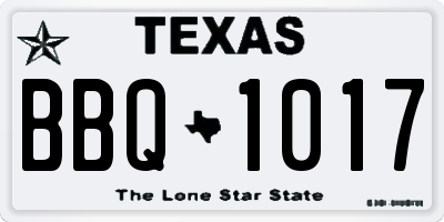 TX license plate BBQ1017