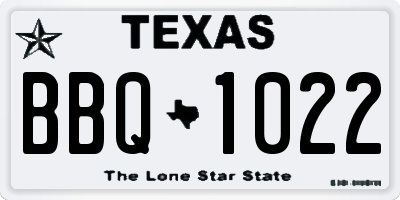 TX license plate BBQ1022