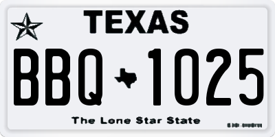 TX license plate BBQ1025