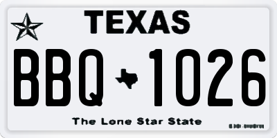 TX license plate BBQ1026