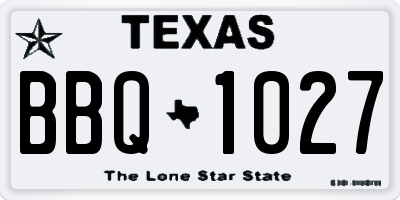 TX license plate BBQ1027