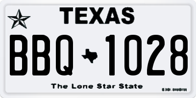 TX license plate BBQ1028