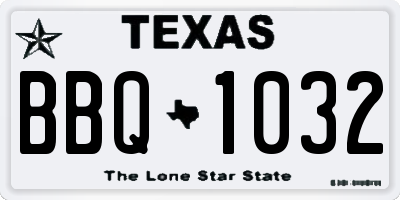 TX license plate BBQ1032