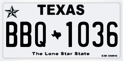 TX license plate BBQ1036