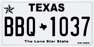 TX license plate BBQ1037