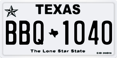 TX license plate BBQ1040