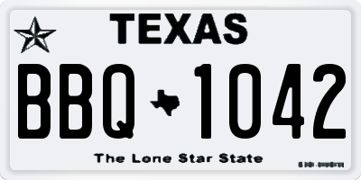 TX license plate BBQ1042