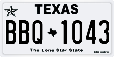 TX license plate BBQ1043