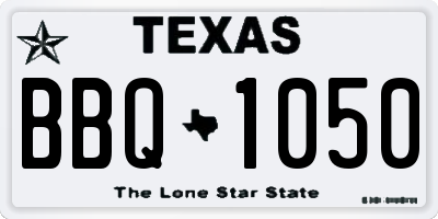 TX license plate BBQ1050