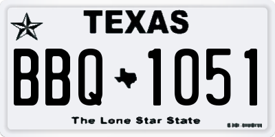 TX license plate BBQ1051