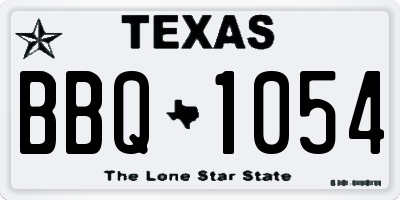 TX license plate BBQ1054