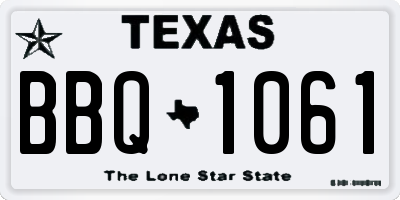 TX license plate BBQ1061