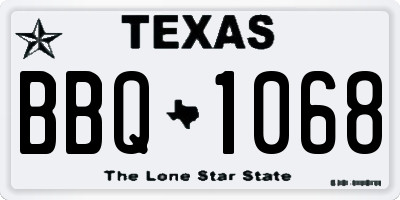 TX license plate BBQ1068