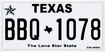 TX license plate BBQ1078