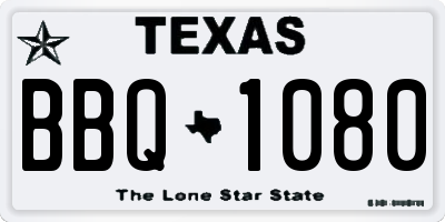 TX license plate BBQ1080