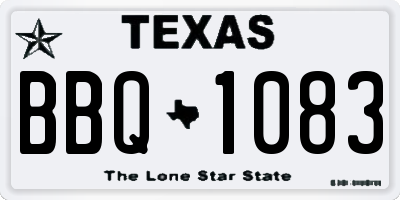 TX license plate BBQ1083